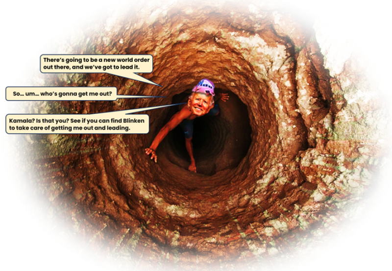 In Biden's hole...