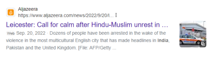 Leicester - Hindu-Muslim unrest